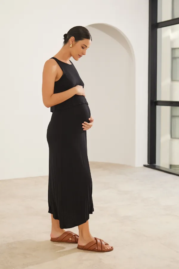 VESTIDO CORINGÃO REGATA PARA AMAMENTAR PRETO - Imagem 1