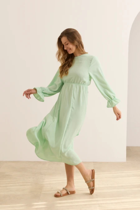 VESTIDO GESTANTE E AMAMENTAÇÃO LONGO 2 EM 1 VERDE CLARO