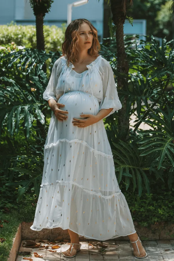 VESTIDO GESTANTE SONHO BRANCO - Imagem 1