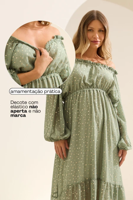 VESTIDO OMBRO A OMBRO LEVE PISTACHE