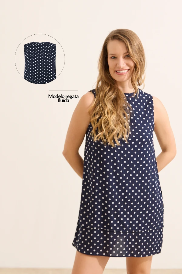 VESTIDO CLÁSSICO REGATA GESTANTE E AMAMENTAÇÃO MARINHO COM POA - Imagem 2