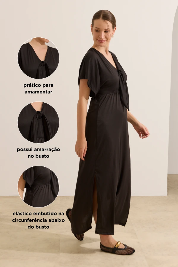 VESTIDO SUPER PRÁTICO PARA AMAMENTAR PRETO - Imagem 2
