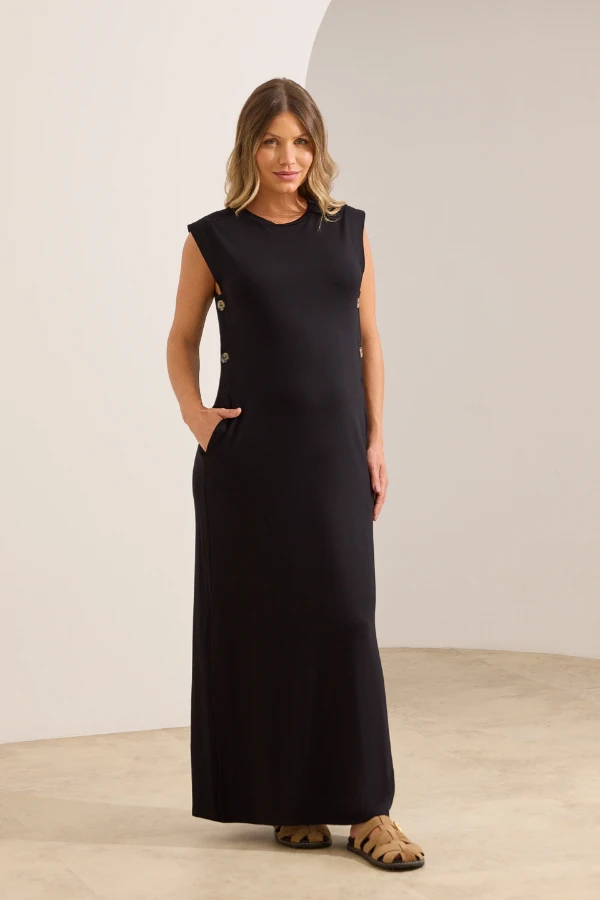 VESTIDO ULTRACONFORTO® AMAMENTAÇÃO COM BOTÕES LATERAIS PRETO - Imagem 1